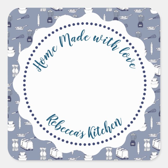 Jam Canning Label | Homemade Mason Jar Quadratischer Aufkleber (Vorderseite)