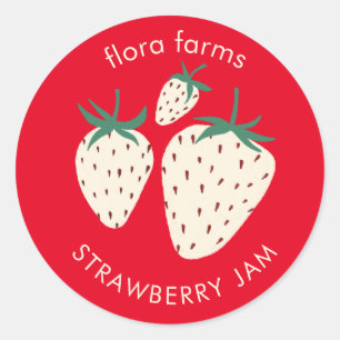 JAM ETIKETT Weißer Erdbeere Pineberry Custom Runder Aufkleber