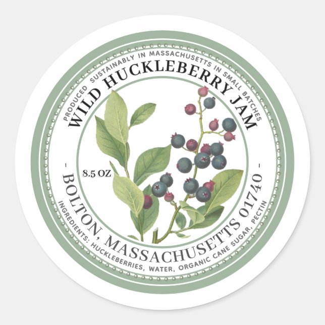 Jam Label mit Indianerbeeren-Illustration Runder Aufkleber (Vorderseite)