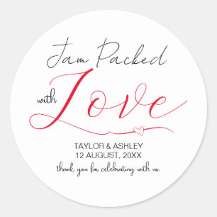 Jam Packet mit Liebe Minimal Script Wedding Runder Aufkleber
