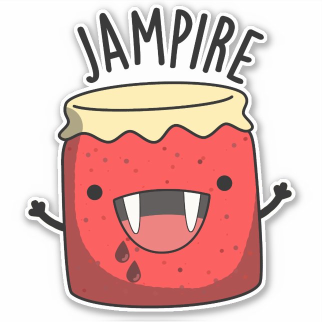 Jam-pire Funny Vampire Jam Pun Aufkleber (Vorderseite)