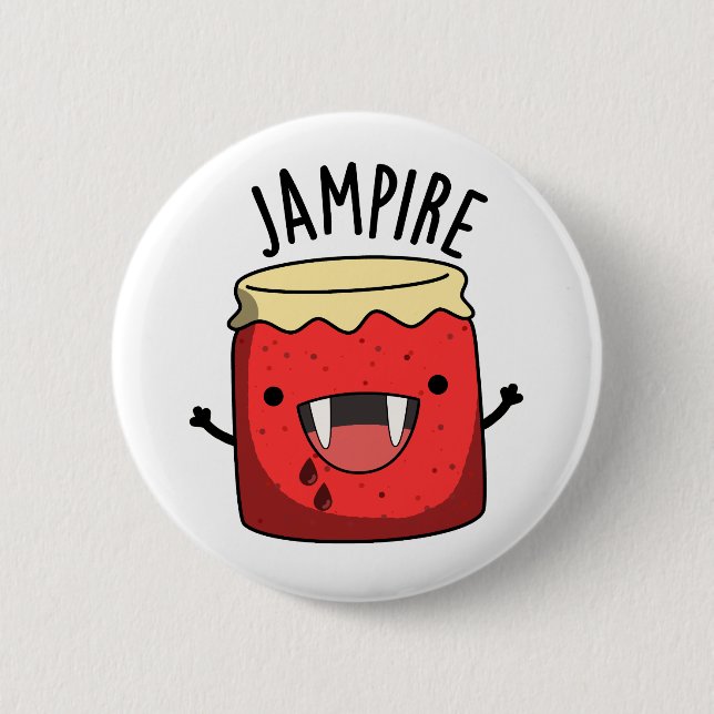 Jam-pire Funny Vampire Jam Pun Button (Vorderseite)