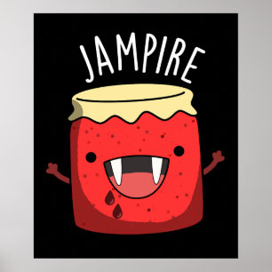 Jam-pire Funny Vampire Jam Pun Dark BG Poster
