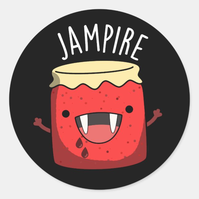 Jam-pire Funny Vampire Jam Pun Dark BG Runder Aufkleber (Vorderseite)