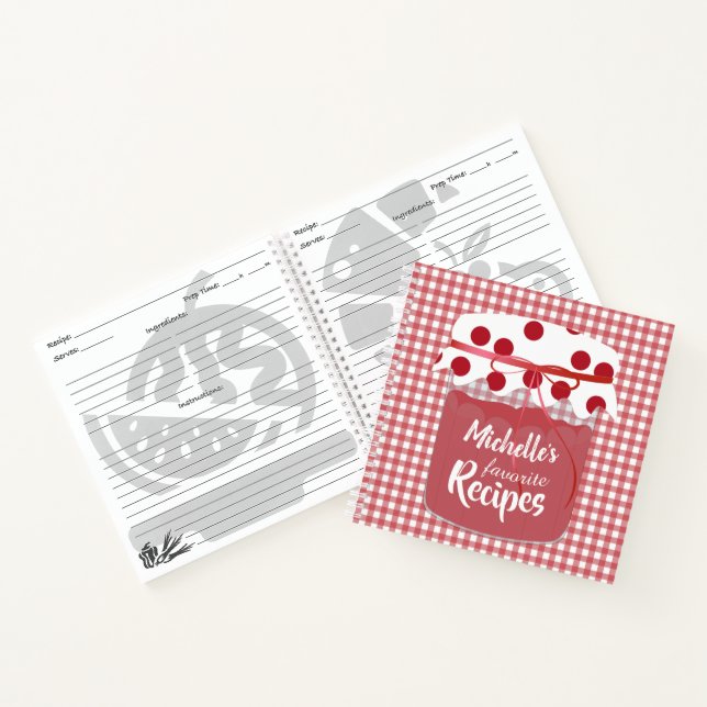 Jam und Gingham Personalisierte Rezepte Notizbuch (Innenseite)