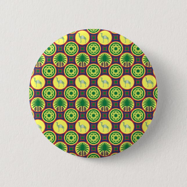 Jamahiri ® Libya | Africa Pattern  Button (Vorderseite)