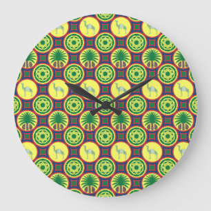 Jamahiri ® Libya Africa Pattern Große Wanduhr