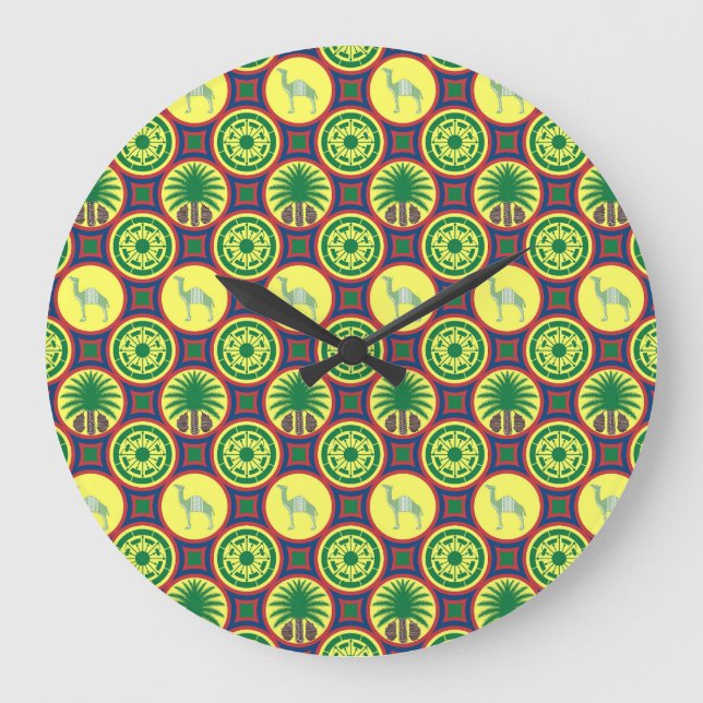 Jamahiri ® Libya | Africa Pattern  Große Wanduhr (Vorderseite)