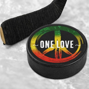 Jamaica 1 Liebe Rasta Color Peace Symbol Jamaica Eishockey Puck