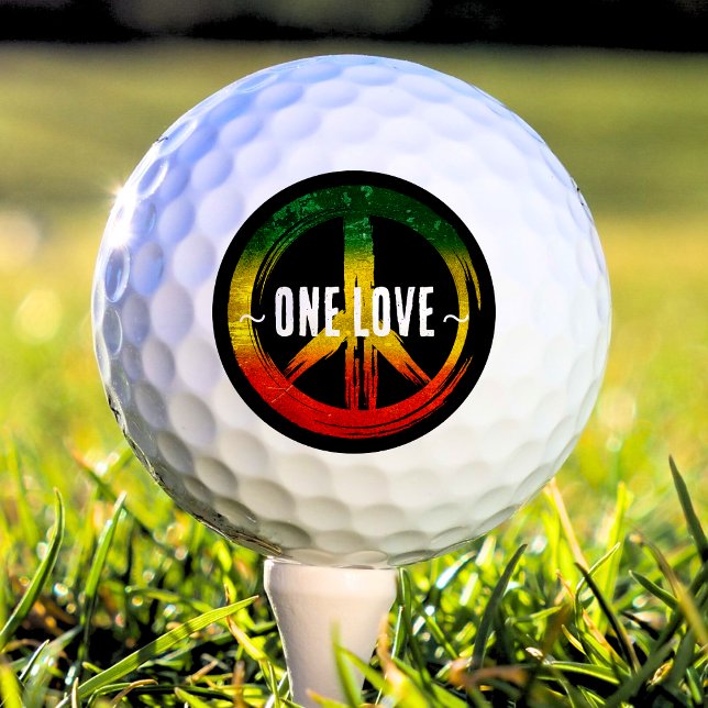 Jamaica 1 Liebe Rasta Color Peace Symbol Jamaica Golfball (jamaica rasta color peace symbol one love golf ball with black background)