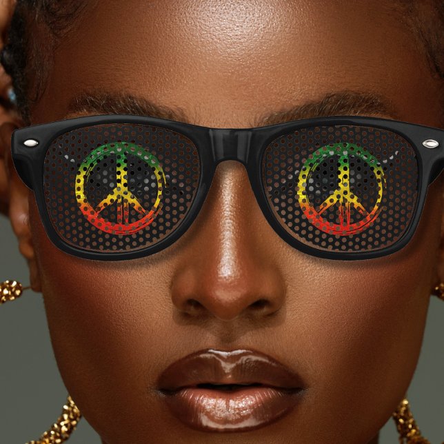 Jamaica 1 Liebe Rasta Color Peace Symbol Jamaica Partybrille (Jamaica Rasta colors peace symbol retro sunglasses)