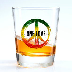 Jamaica 1 Liebe Rasta Color Peace Symbol Jamaica Schnapsglas