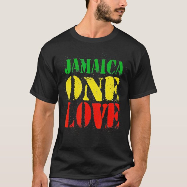 Jamaica 1 Liebe Rasta Flag Colors Reggae T-Shirt (Vorderseite)