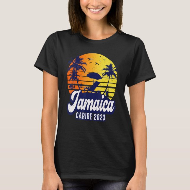 Jamaica 2023 Caribe Sunset Beach Retro T-Shirt (Vorderseite)