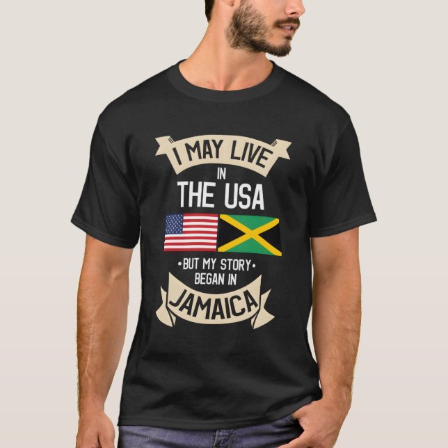 Jamaica American Flag USA Jamaica Roots T-Shirt (Vorderseite)