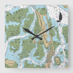 Jamaica Bay New York Chart Quadratische Wanduhr