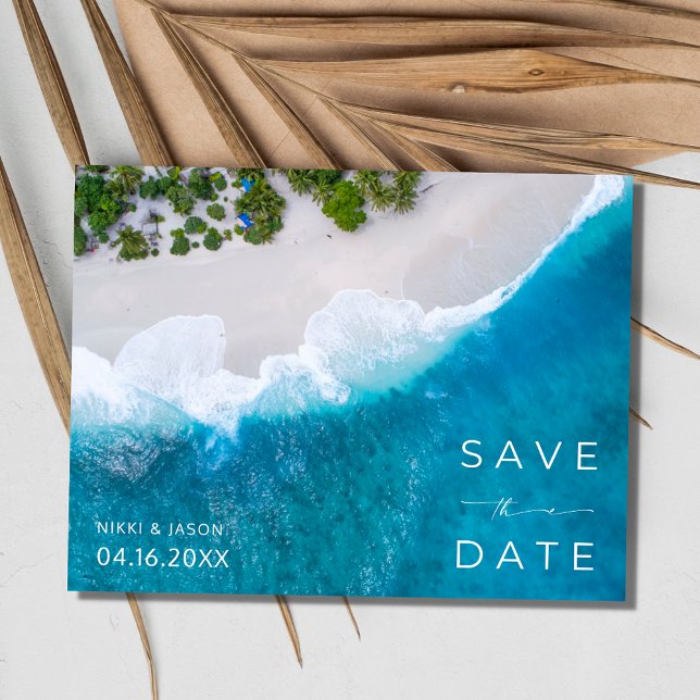 Jamaica Beach Hochzeit in Urlaubsort Save the Date Ankündigungspostkarte (Jamaica Beach Destination Wedding Save the Date  Postcard)