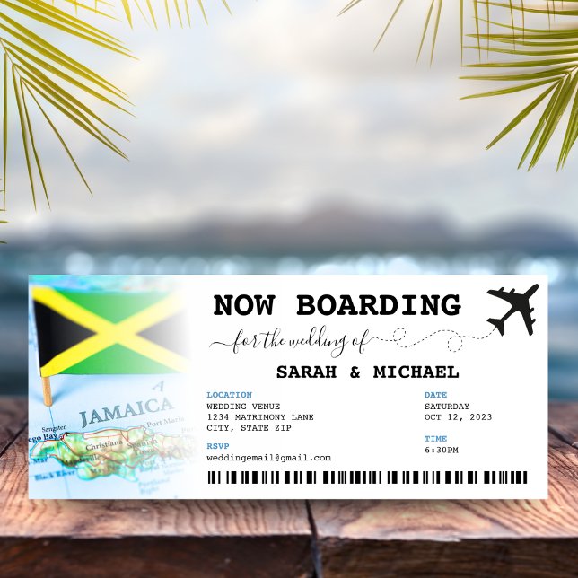 Jamaica Boarding Pass Hochzeit in Urlaubsort Einladung (Jamaica Boarding Pass Destination Wedding Invitation
)