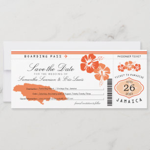 Jamaica Boarding Pass Wedding Save the Date