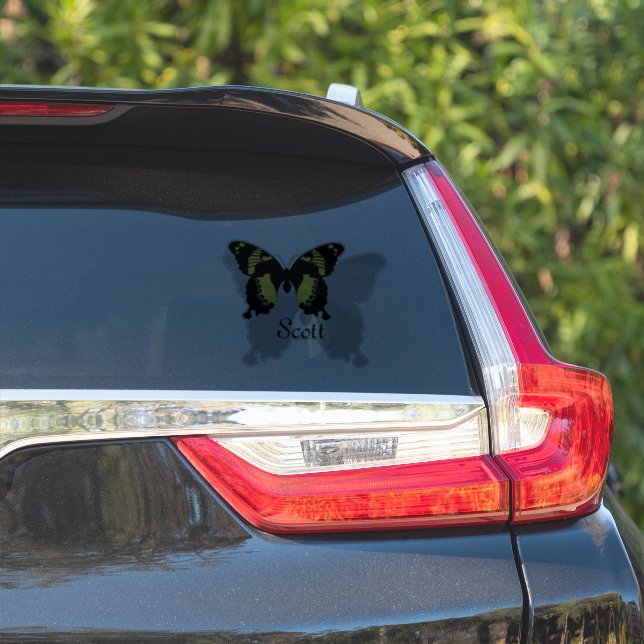 Jamaica Butterfly Shadow Name Tag Aufkleber (Auto Seite)