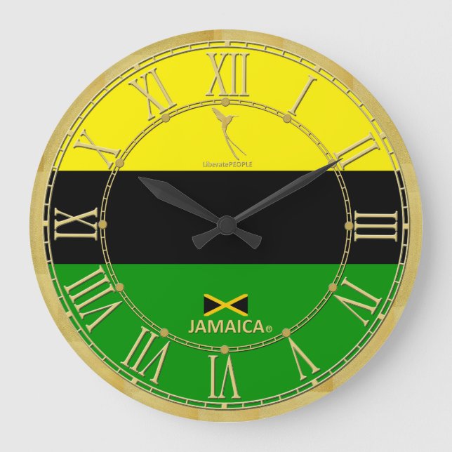 Jamaica Colors Gold römische Zahlen Moderne Uhr (Vorderseite)
