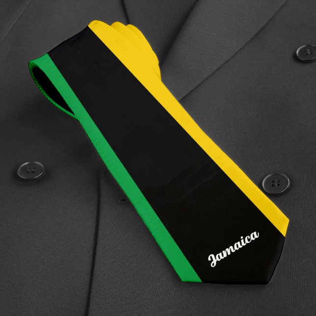 Jamaica Colors Green Black & Gold jamaikanische Fl Krawatte (Jamaica Colors Green Black & Gold Jamaican Flag Neck Tie)