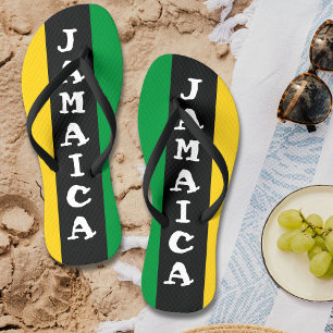Jamaica Colors Green Gold Black Jamaican Flip Flops