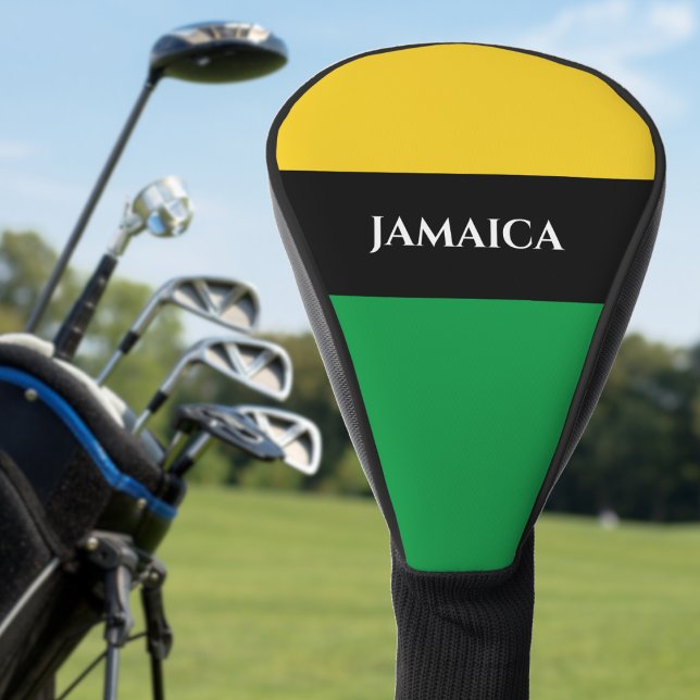 Jamaica Colors Green Gold Black Jamaican Golf Headcover (Jamaica Jamaican flag colors golf head cover)