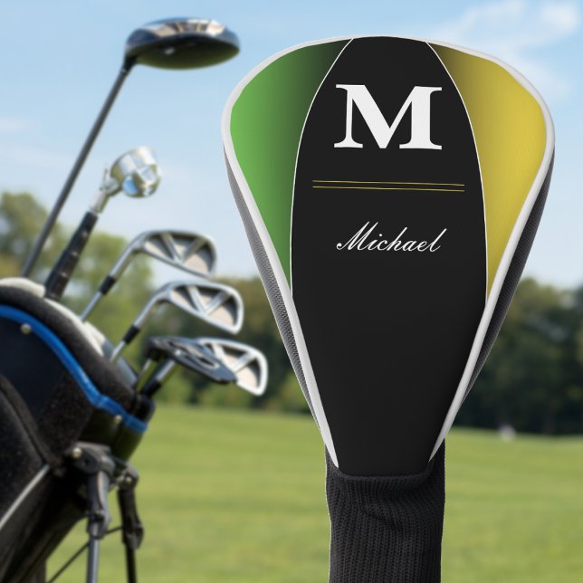 Jamaica Colors Green Gold Caribbean Name Monogram Golf Headcover (jamaica color monogram golf head cover)