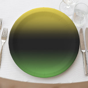 Jamaica Colors Ombre Gradient Green und Yellow Pappteller