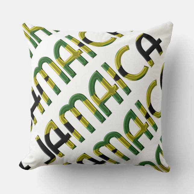 Jamaica Country Flag Farben Typografie Souvenir Kissen (Vorderseite)