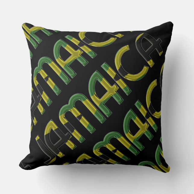 Jamaica Country Flag Farben Typografie Souvenir Kissen (Vorderseite)