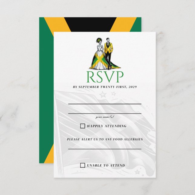 Jamaica Couple RSVP Karte (Vorne/Hinten)