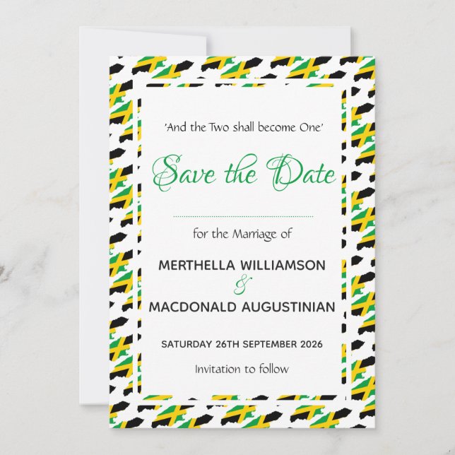 JAMAICA Custom Celebration Scripture Wedding Save The Date (Vorderseite)