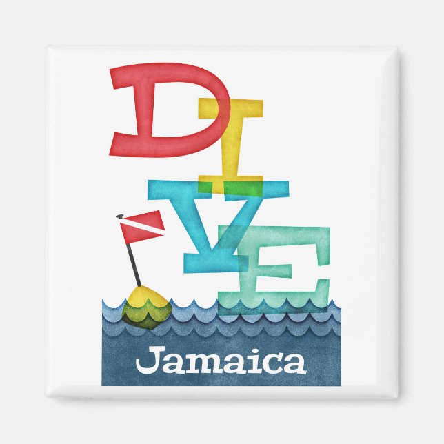 Jamaica Dive - farbenfrohe Scuba Magnet (Vorne)