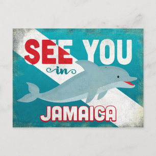 Jamaica Dolphin - Retro Vintage Travel Postkarte