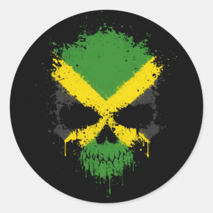 Jamaica Driving Spritzer Skull Runder Aufkleber