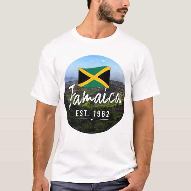 "Jamaica Est. 1962" Blue Mountains With Flag T-Shirt (Vorderseite)