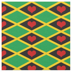 Jamaica Flag Fabric & Heart Modems /Reggae Stoff