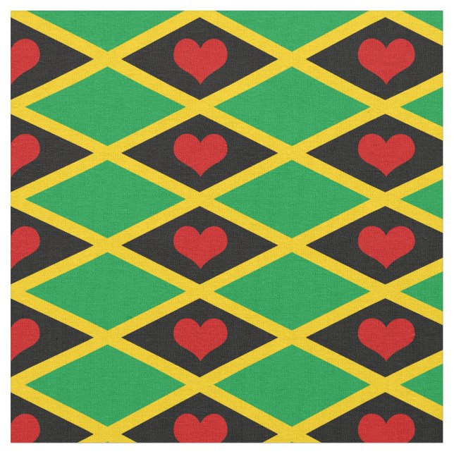 Jamaica Flag Fabric & Heart Modems /Reggae Stoff (Nahaufnahme)