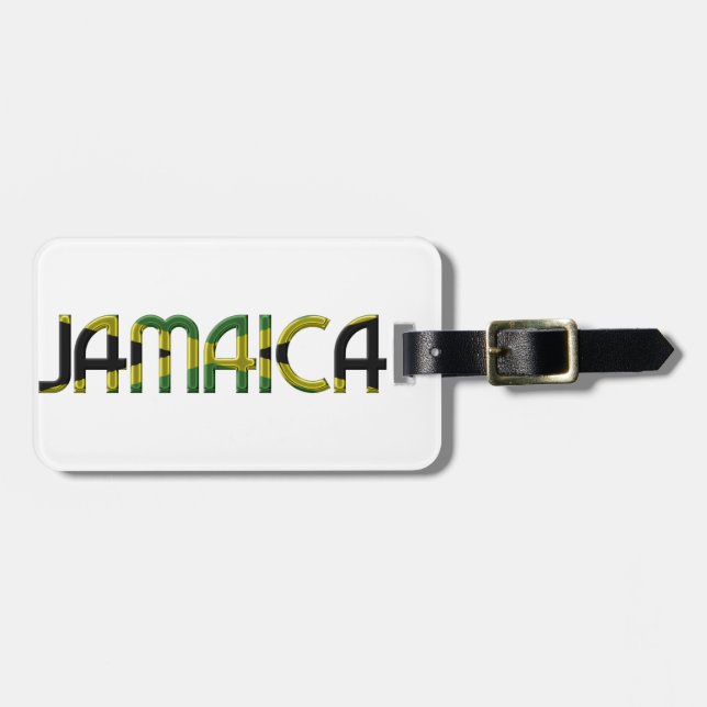 Jamaica Flag Farben Typografie Souvenir Gepäckanhänger (Vorderseite horizontal)
