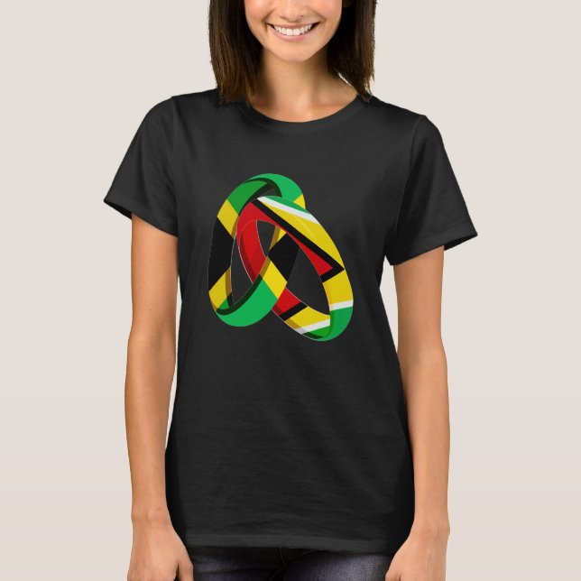Jamaica Flag Guyana Grown Ring Marriage Wedding T-Shirt (Vorderseite)