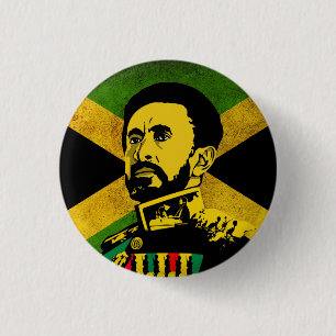 Jamaica Flag - hAILE sELASSIE i - Rasta Button