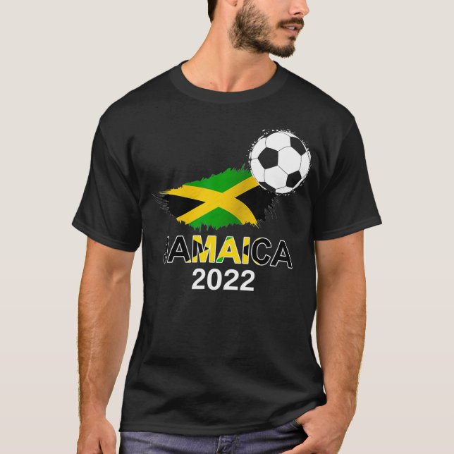 Jamaica Flag Jersey Supporter Jamaikanisches Fußba T-Shirt (Vorderseite)