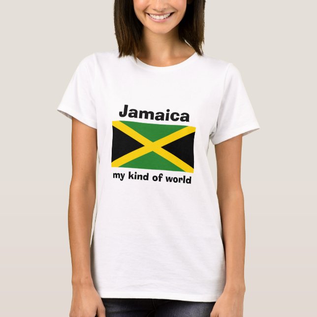 Jamaica Flag + Karte + Text T - Shirt (Vorderseite)