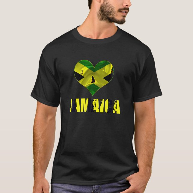 Jamaica Flag Liebe Herzpride Geschenk T Shirt (Vorderseite)