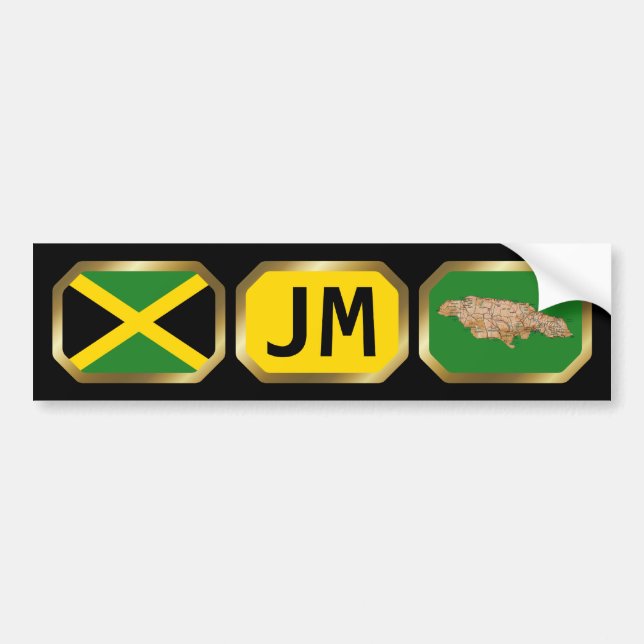 Jamaica Flag Map Code Autoaufkleber (Vorne)