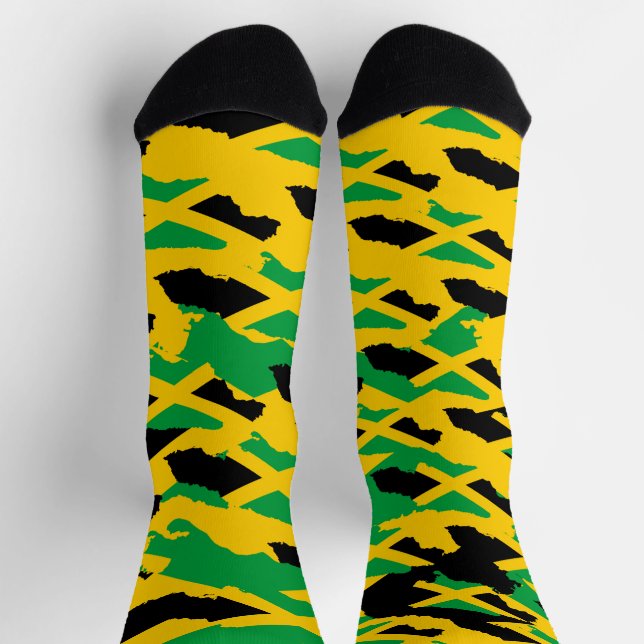 Jamaica Flag Modern Art Rasta Roots Camo Socks Socken (Oben)
