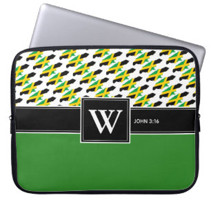 JAMAICA FLAG Monogram Christlich Scripting Noteboo Laptopschutzhülle
