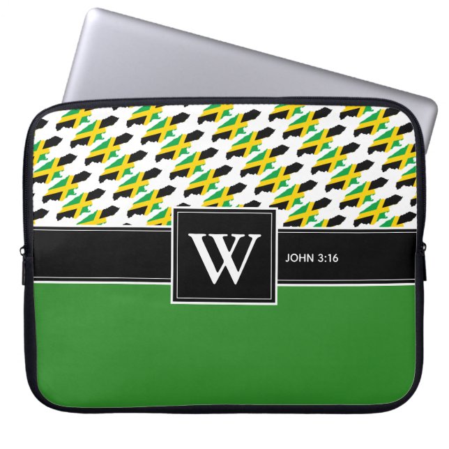 JAMAICA FLAG Monogram Christlich Scripting Noteboo Laptopschutzhülle (Vorderseite)